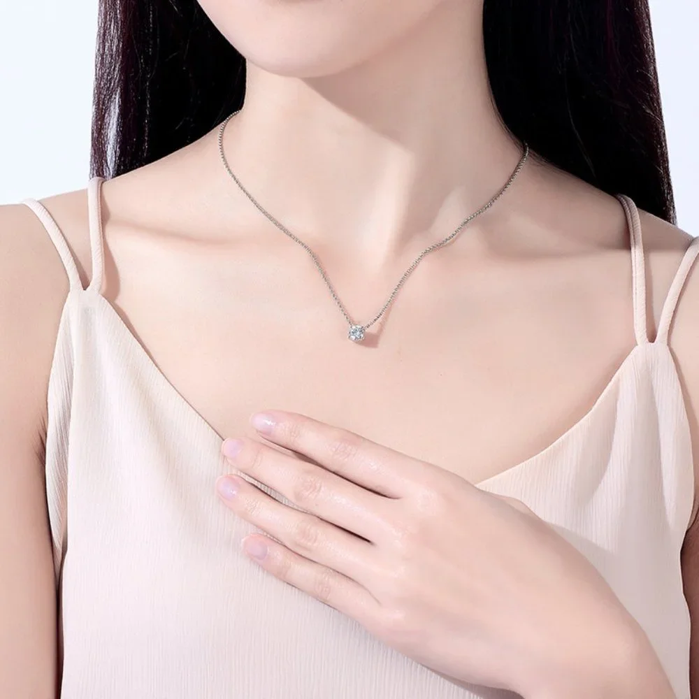 Certified 2 ct. t.w. Moissanite Diamond Solitaire Necklace NEW A